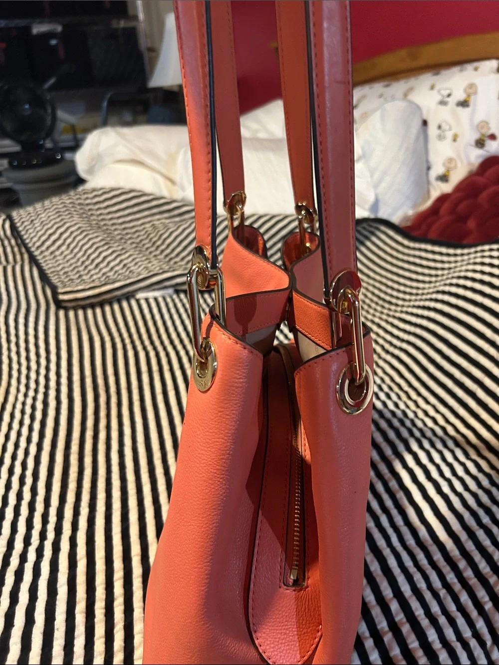 Michael Kors Coral-Peach Leather Shoulder Bag